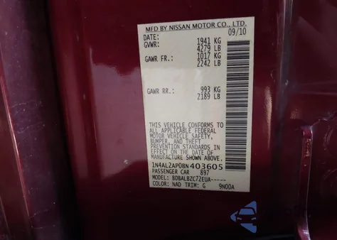 2011 Nissan Altima 2.5 S from USA, damaged, VIN 1N4AL2AP0BN403605